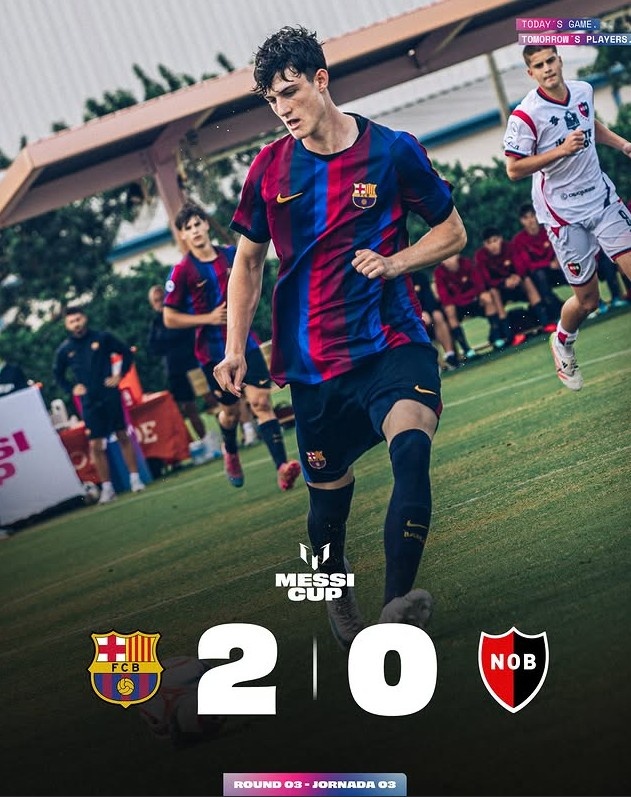 梅西杯第三轮巴萨U16队2-0纽维尔老男孩,李昊炎跨级替补登场